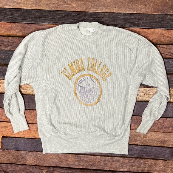 Vintage 90s Elmira College New York State NCAA 1990s Crewneck Sweatshirt - Picture 1 of 9